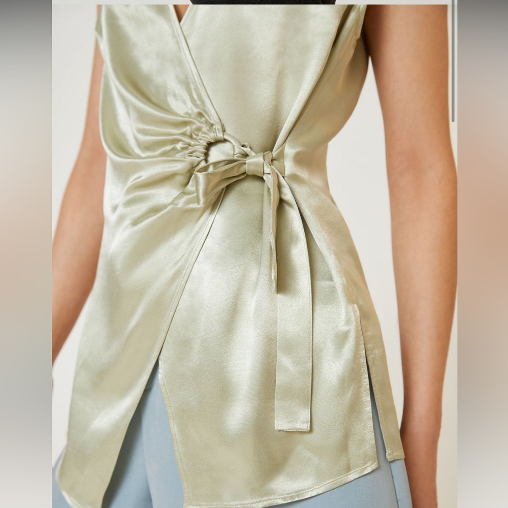 Green silk top